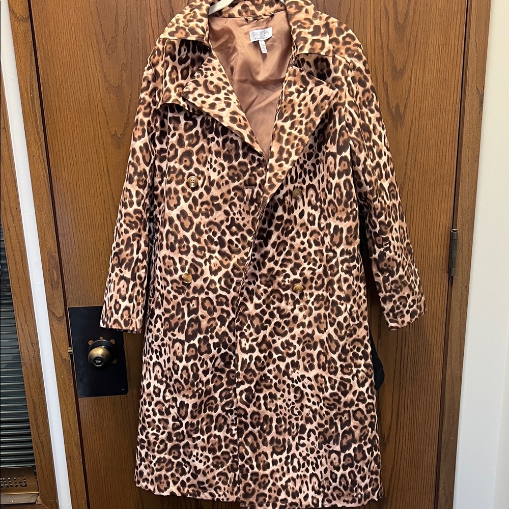 Sofia by Sofia Vergara Brown Leopard Teddy Jacket
